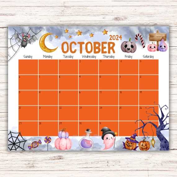 cute october calendar template