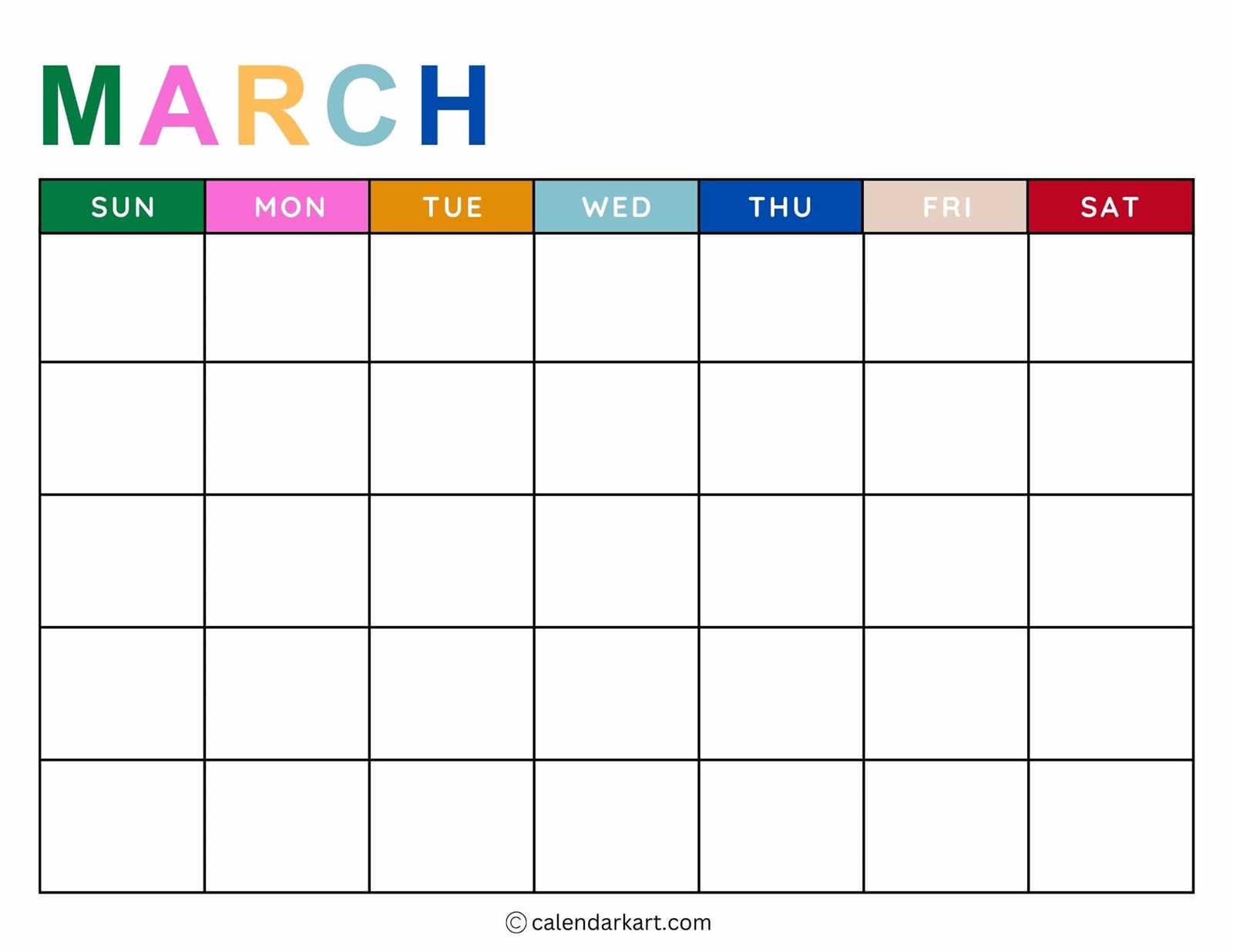blank calendar free template