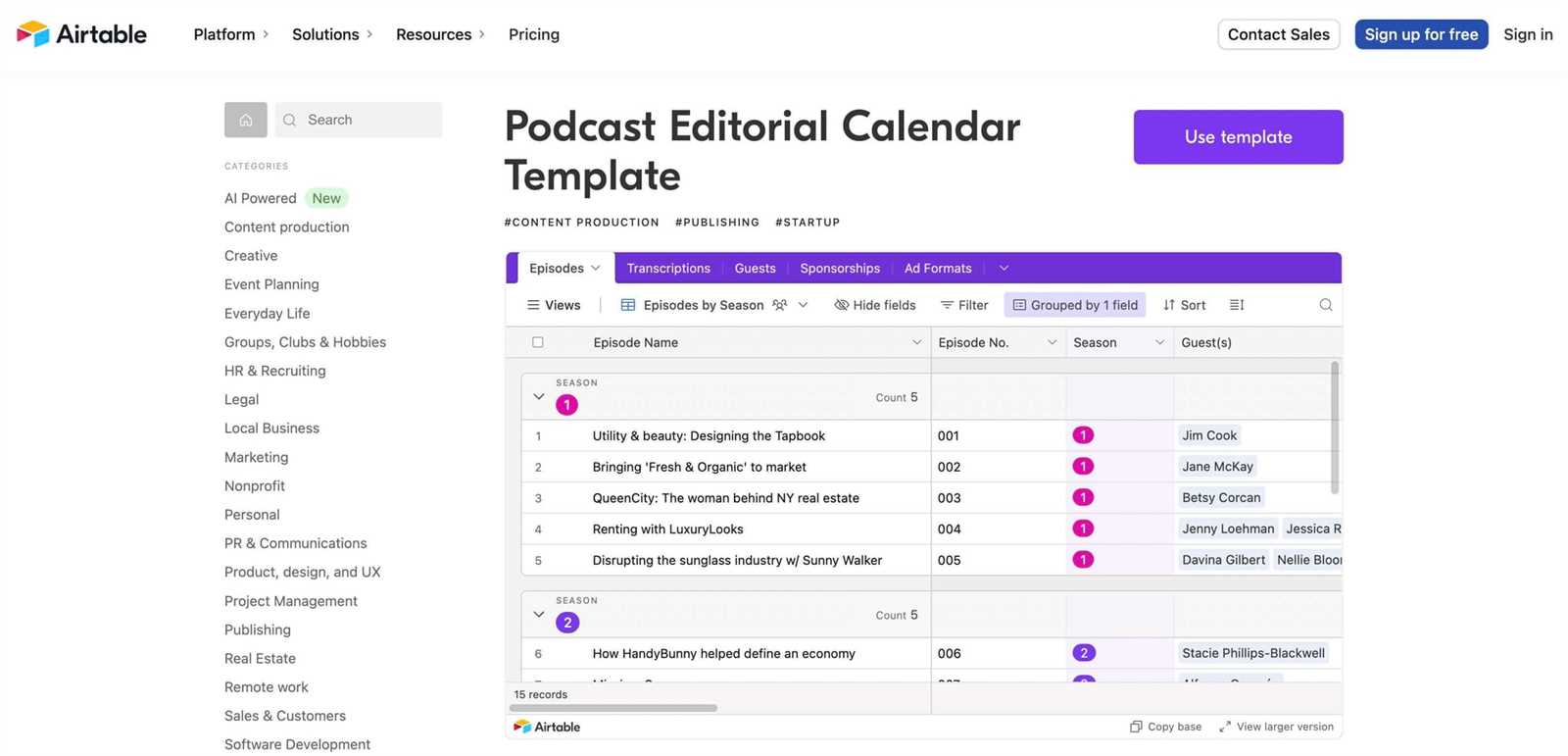 podcast editorial calendar template