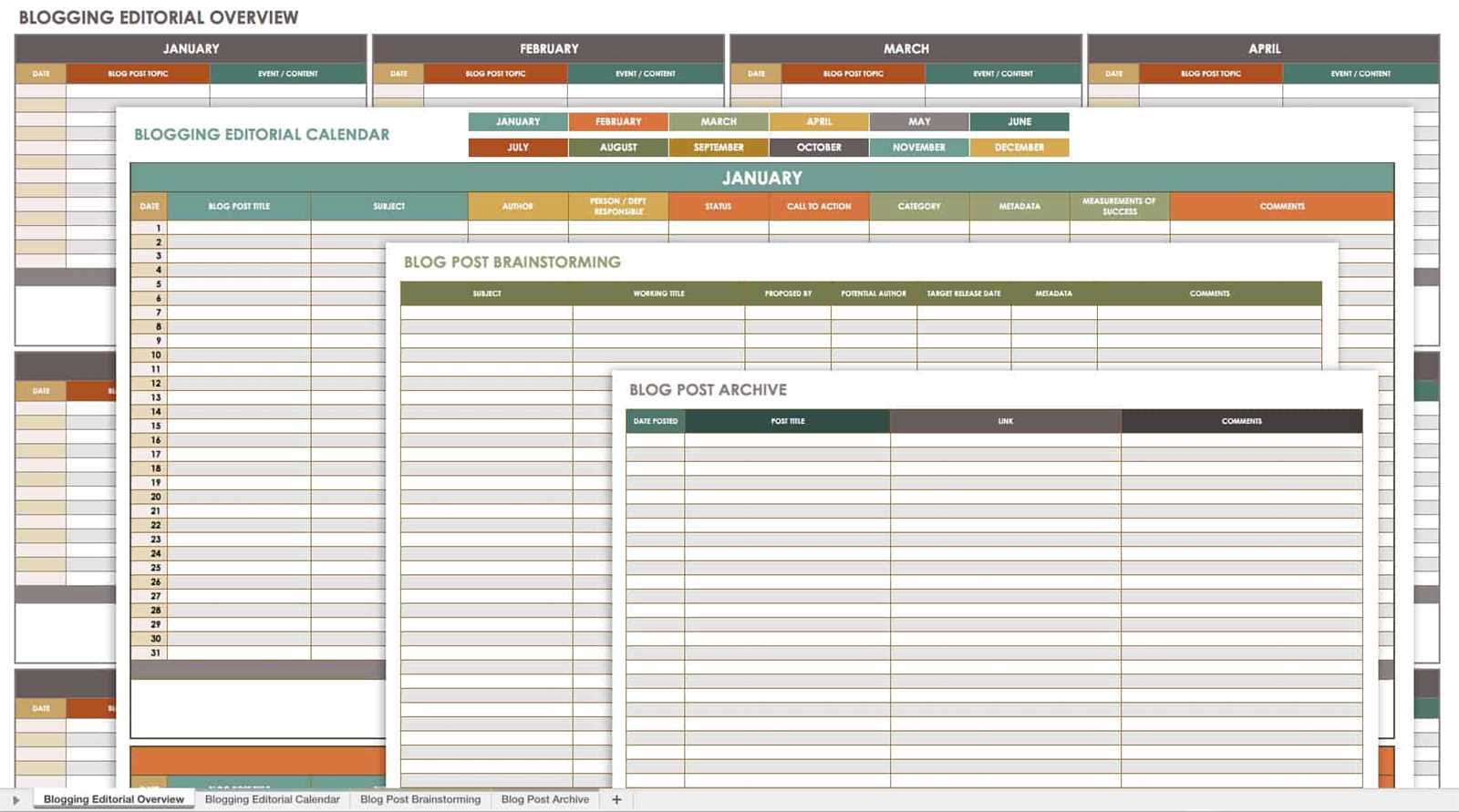 blog post calendar template