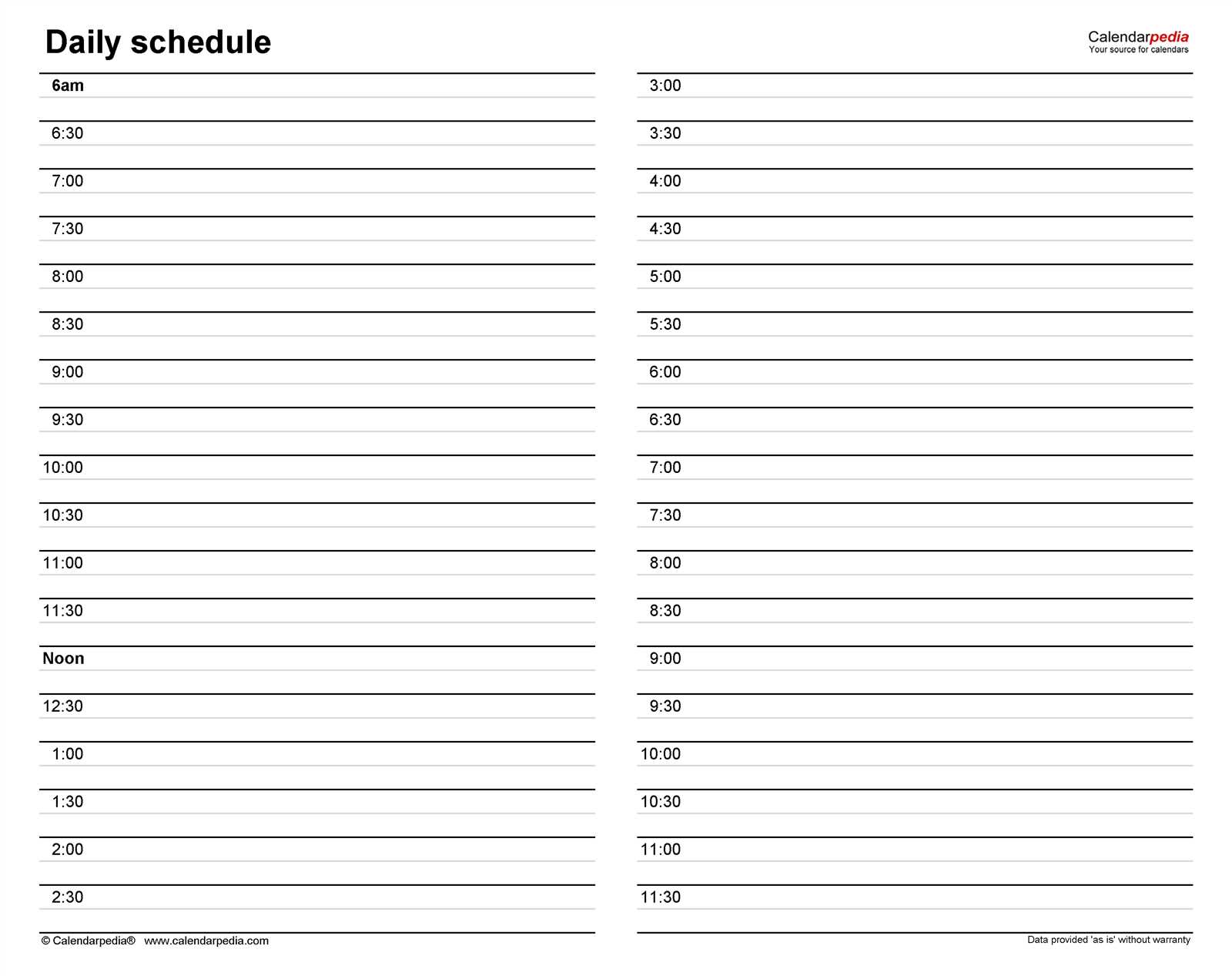 15 day calendar template