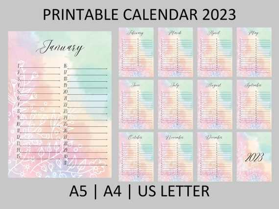 yearly birthday calendar template