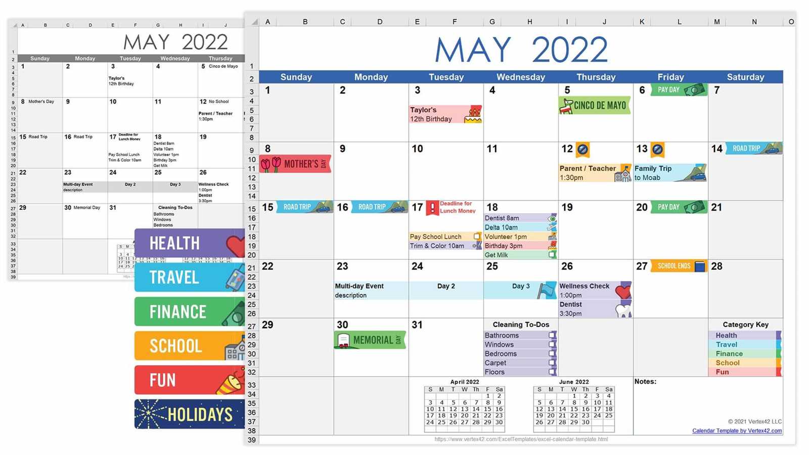 color coded calendar template