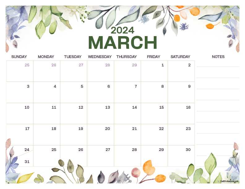 march template calendar