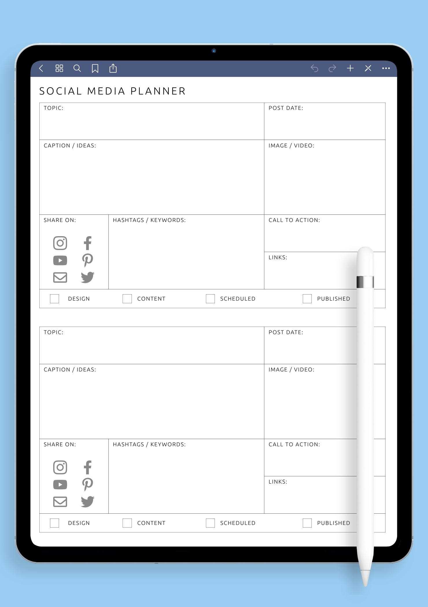 printable social media calendar template