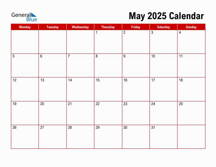 calendar may 2025 template