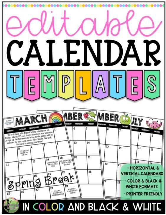 calendar template 2025 editable