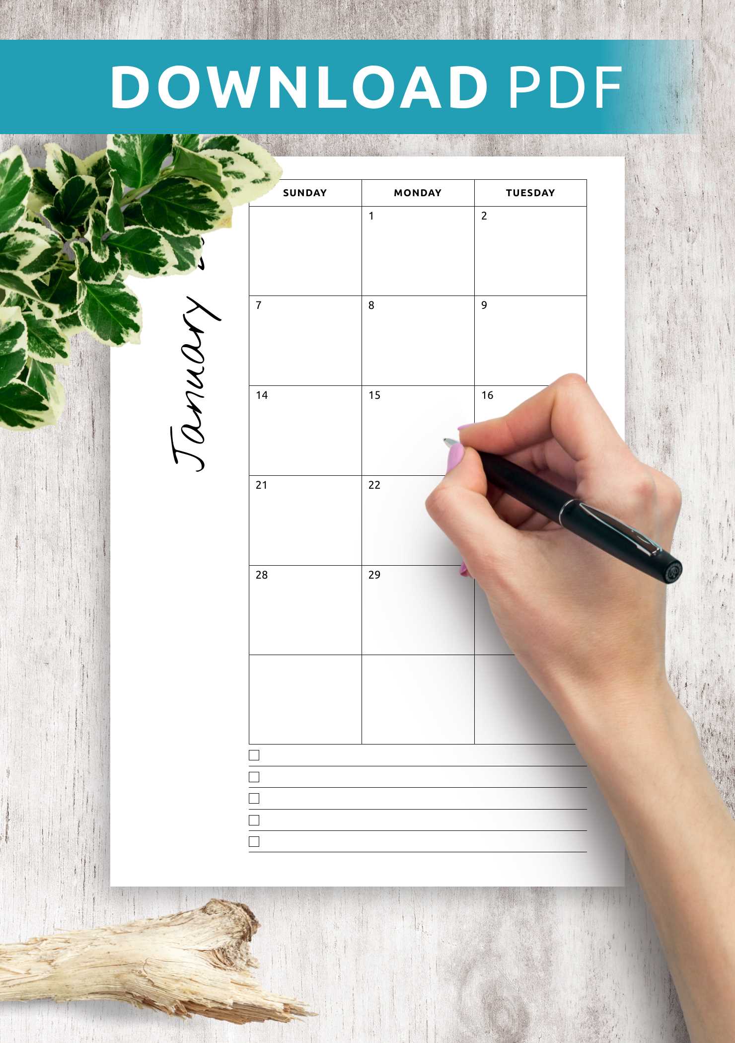 calendar template with notes