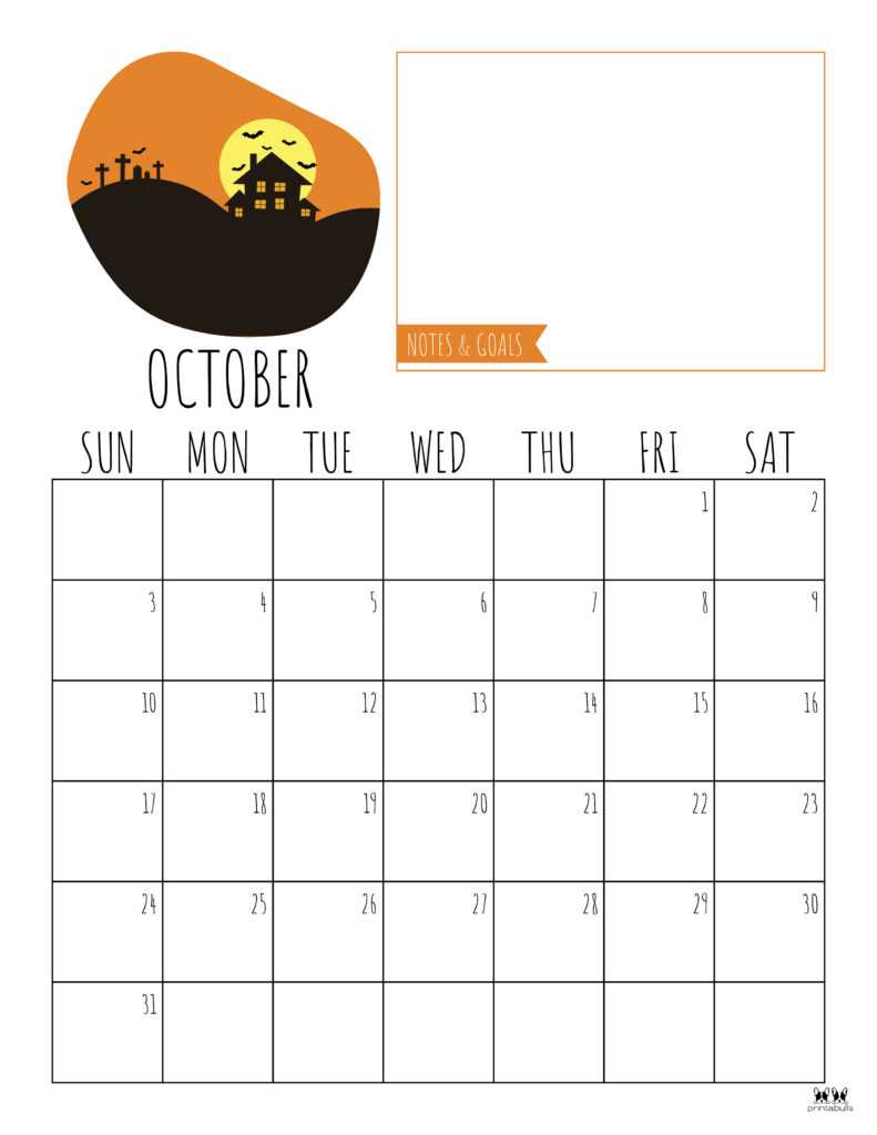 october halloween calendar template