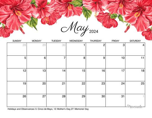 cute may calendar template