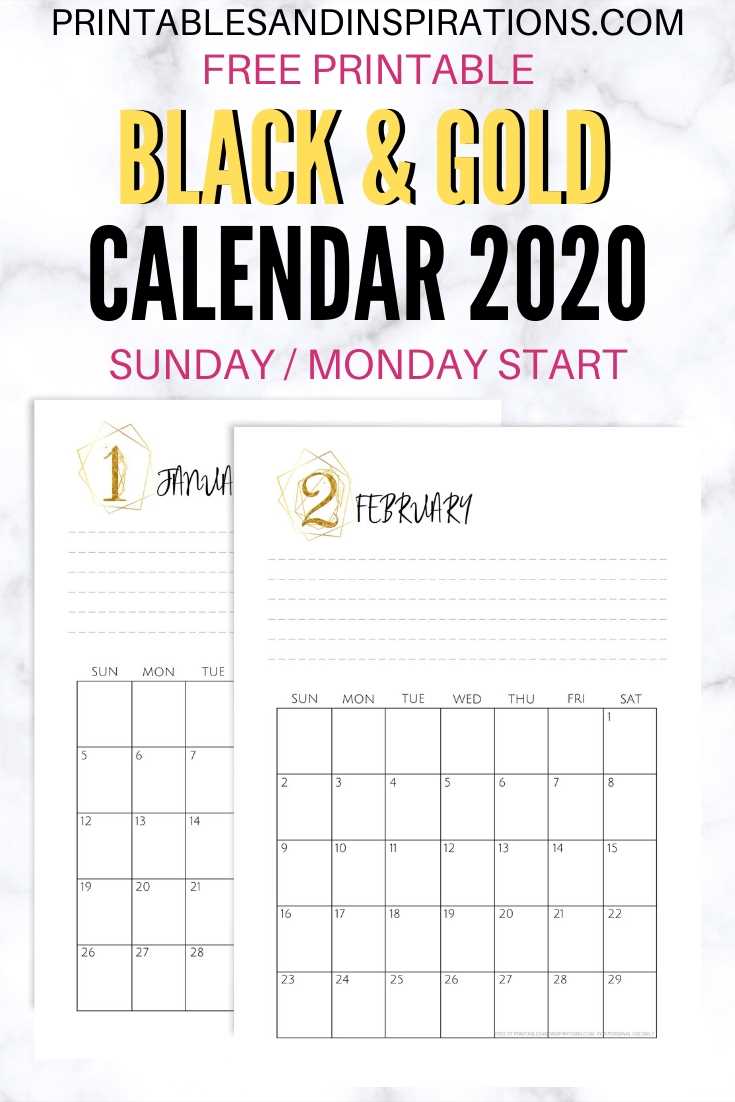 free calendar template with picture space