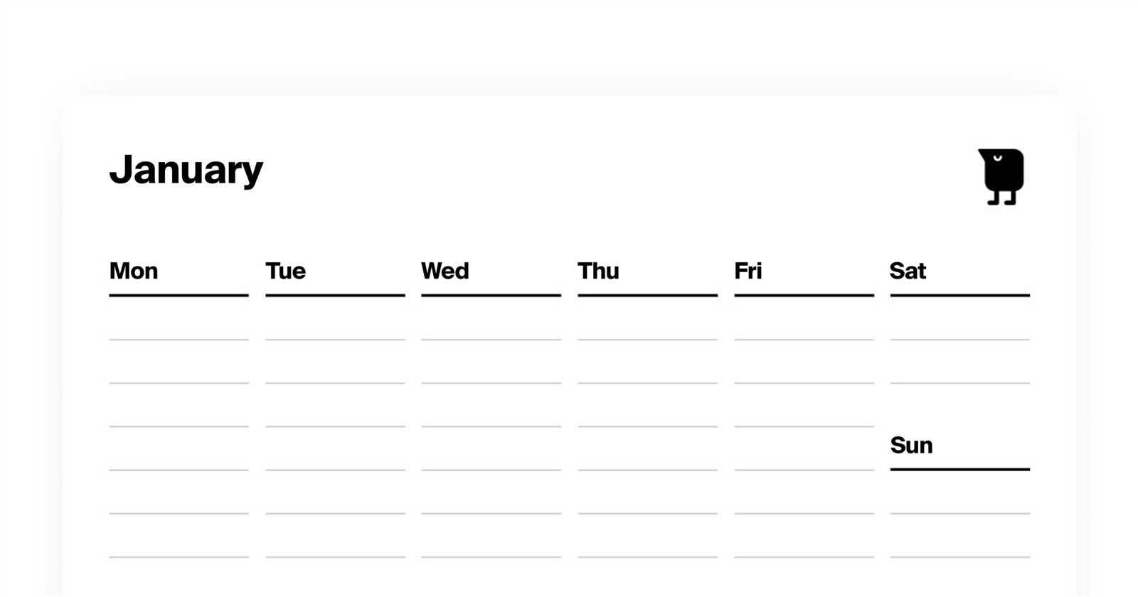 weekday calendar template