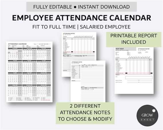 2025 attendance calendar template free