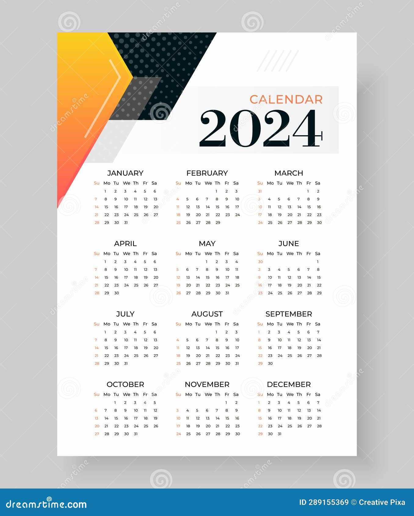 calendar template vertical