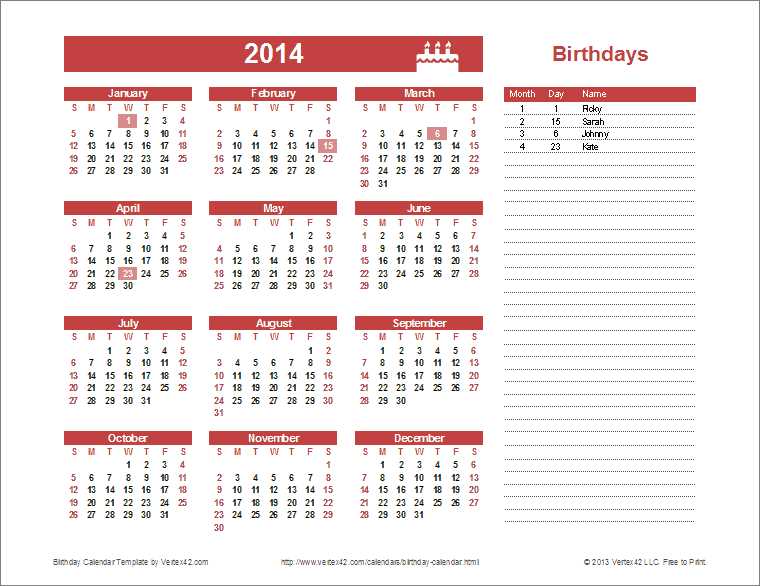 employee birthday office birthday calendar template