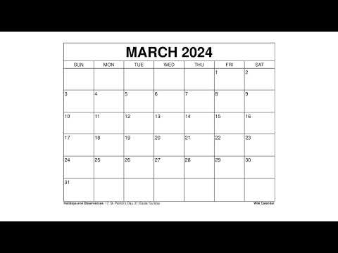 march calendar template printable