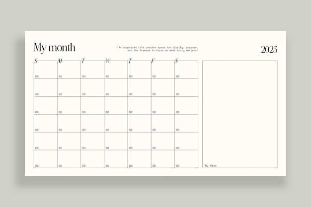 monthly calendar template free printable