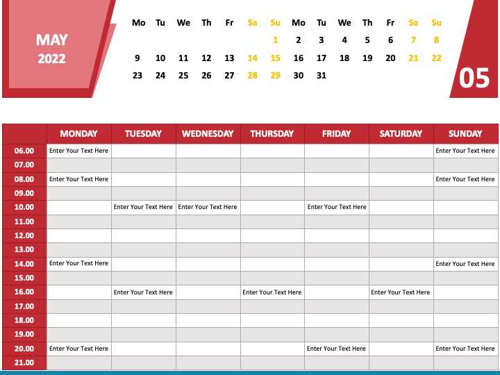 powerpoint weekly calendar template free