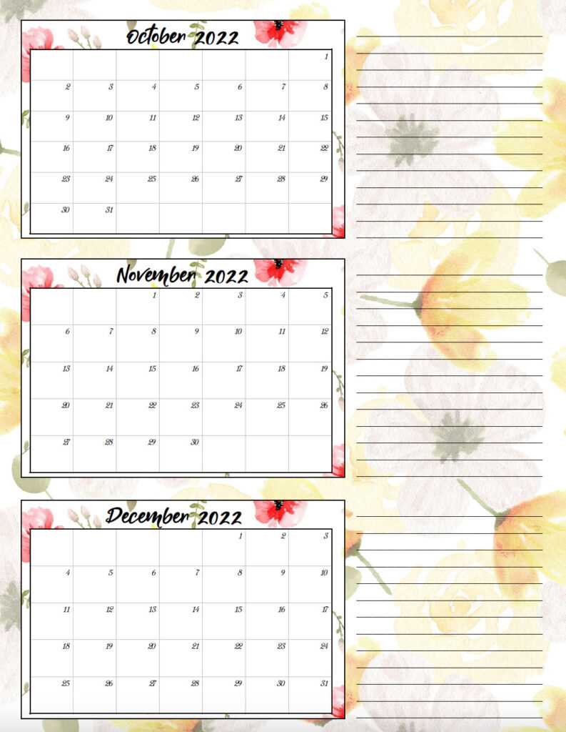 blank quarterly calendar template