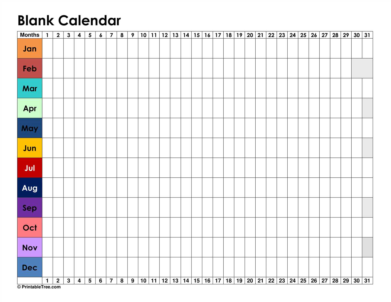 printable blank calendar template 2026