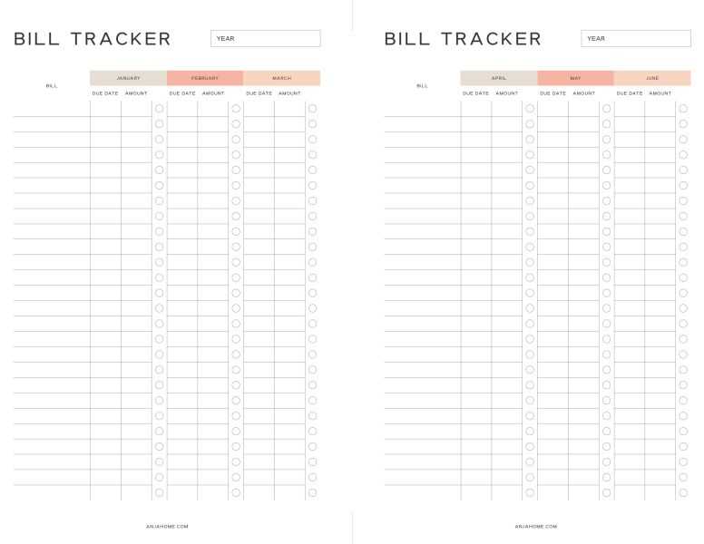 bill calendar template