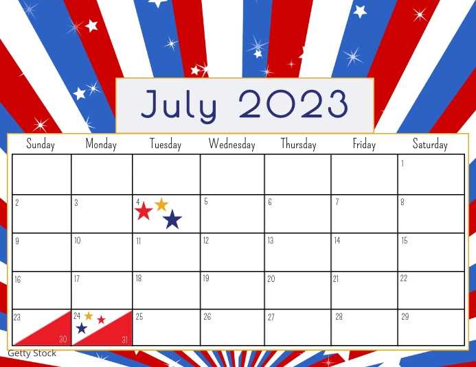 printable july calendar template