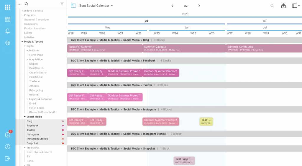 sample social media calendar template