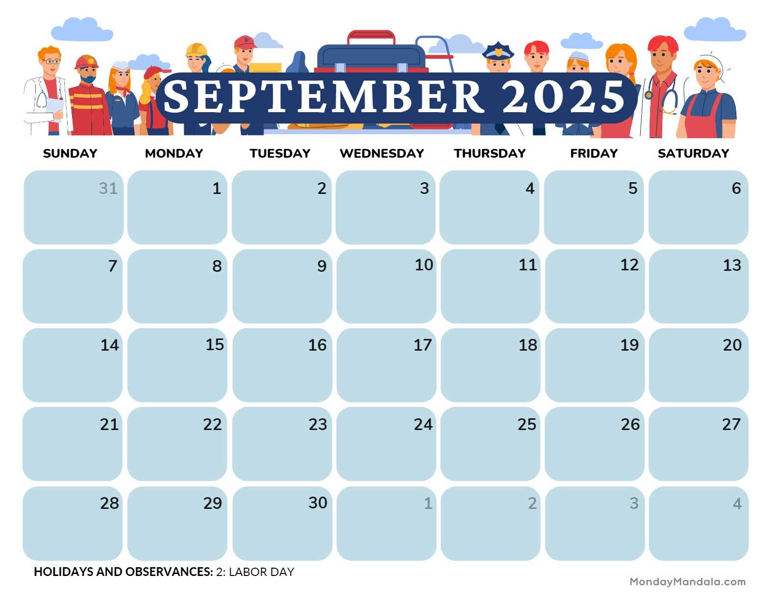 blank september calendar template 2026
