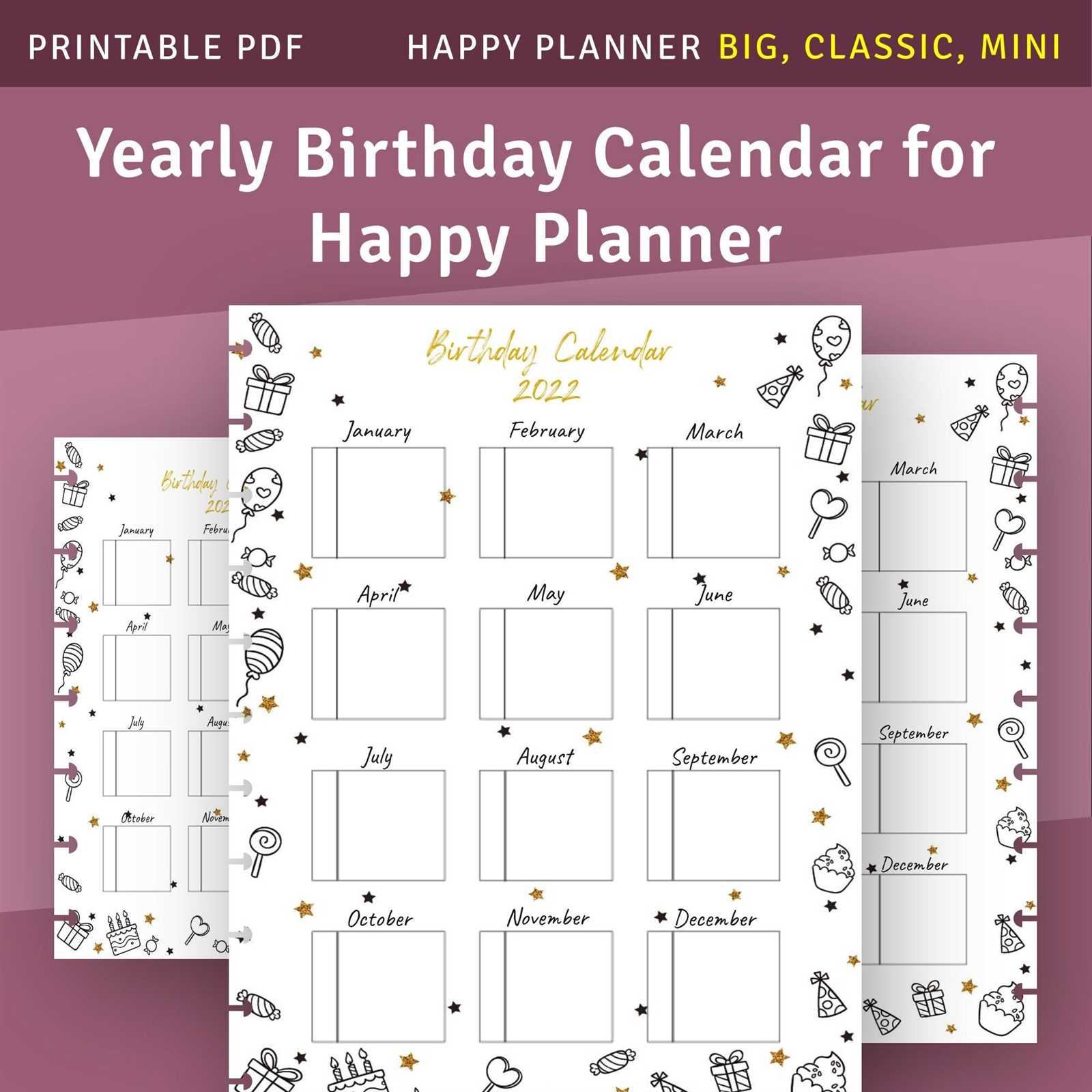 diy birthday calendar template