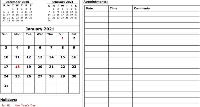 15 minute appointment calendar template