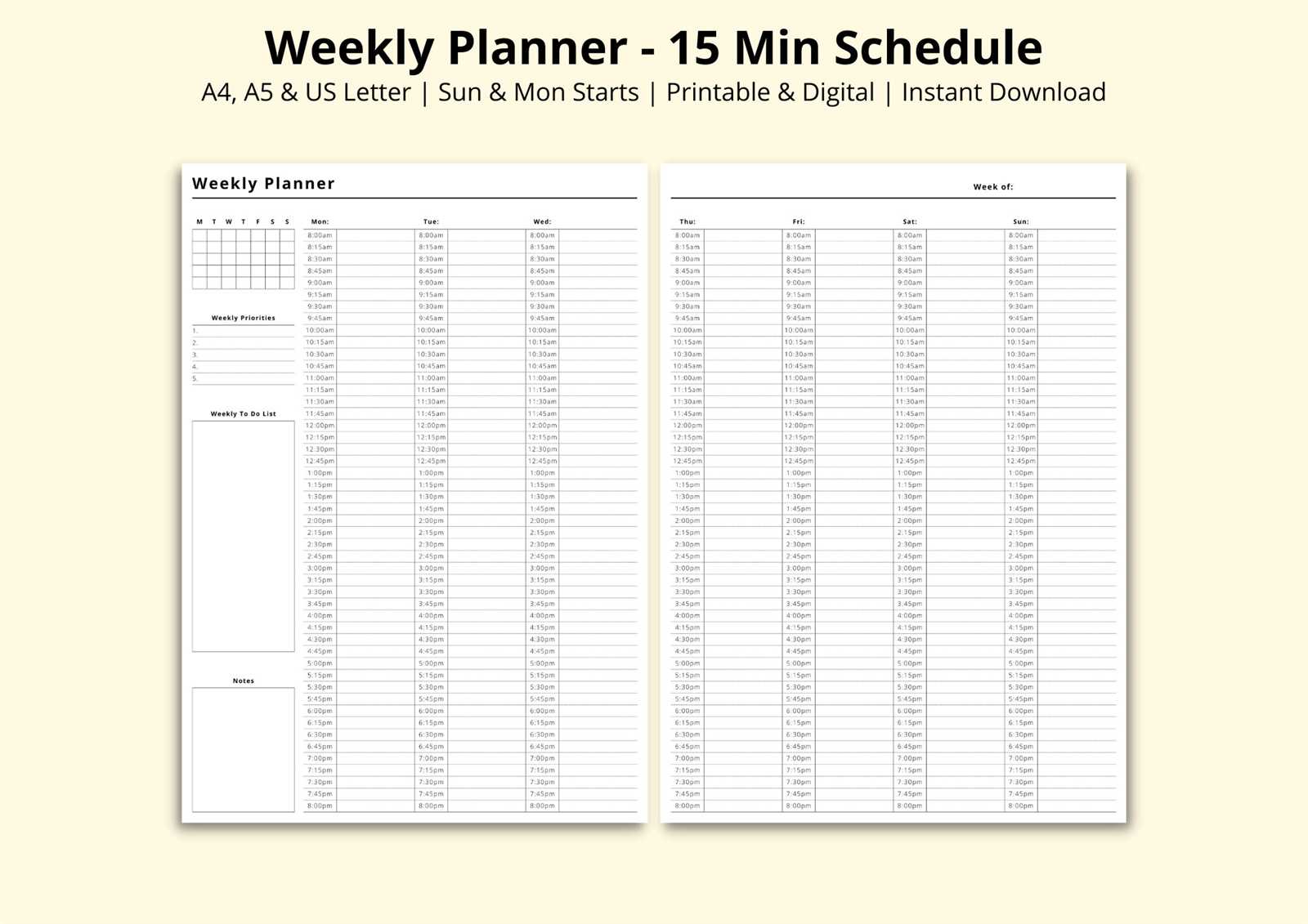 15 week calendar template