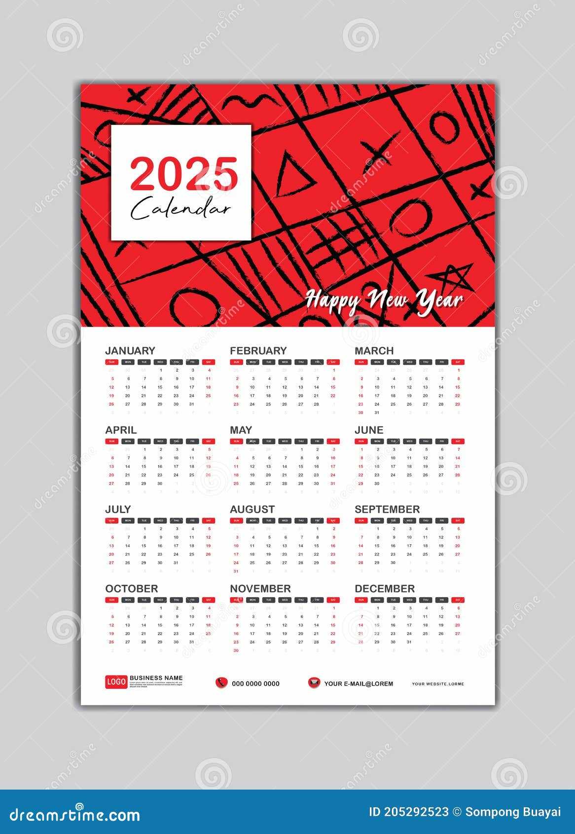 wall calendar template 2025