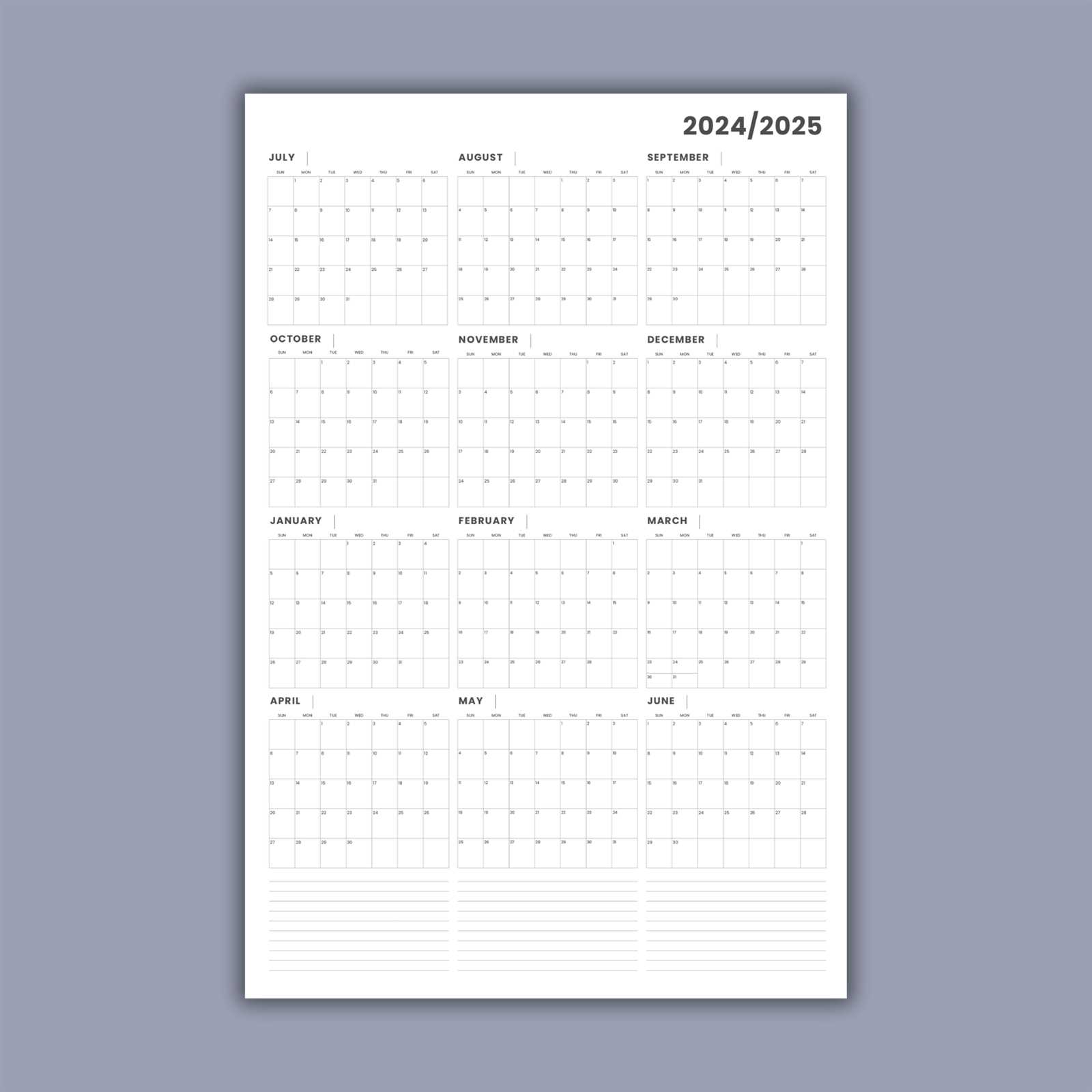 wall calendar template 2026