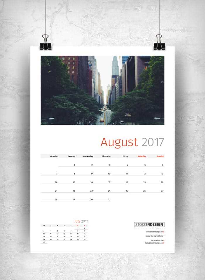 wall calendar template indesign