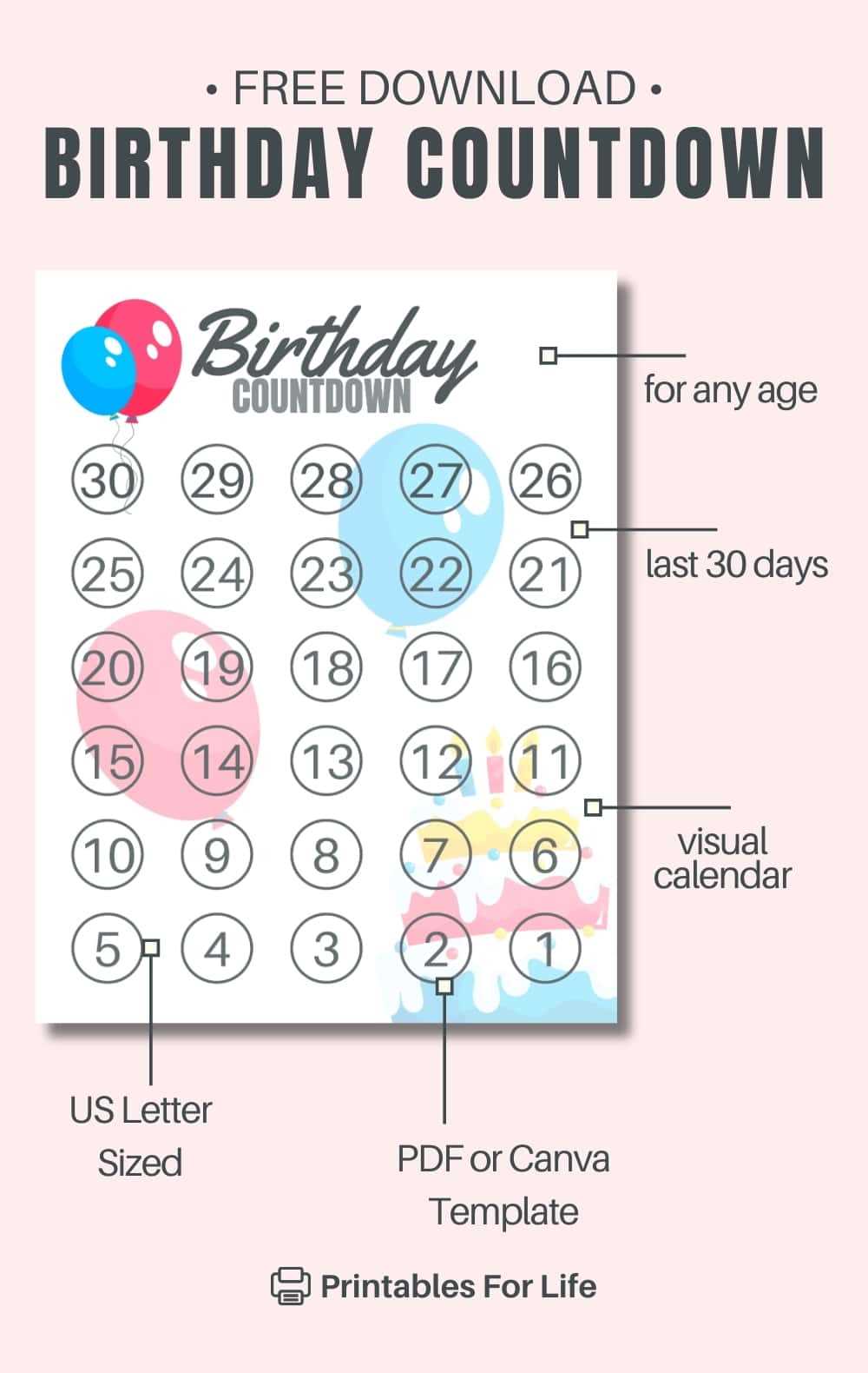 birthday countdown calendar template