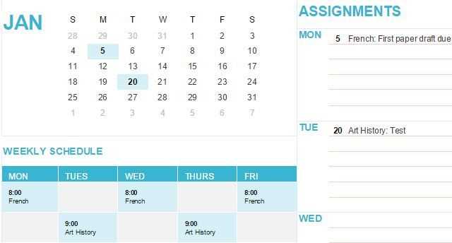 web calendar template