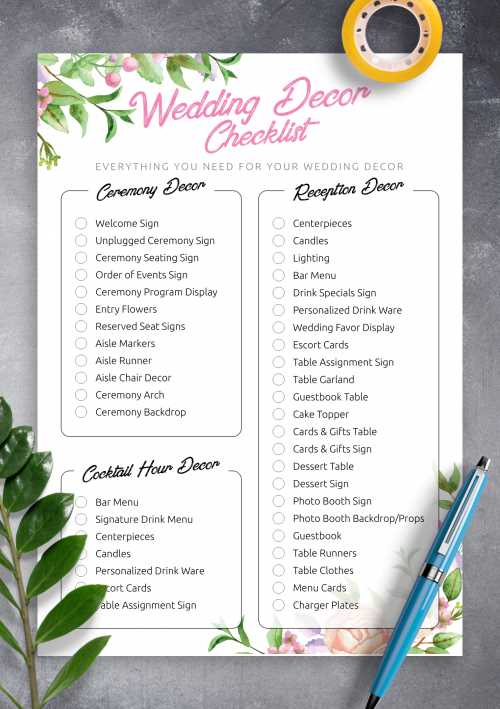 wedding calendar template