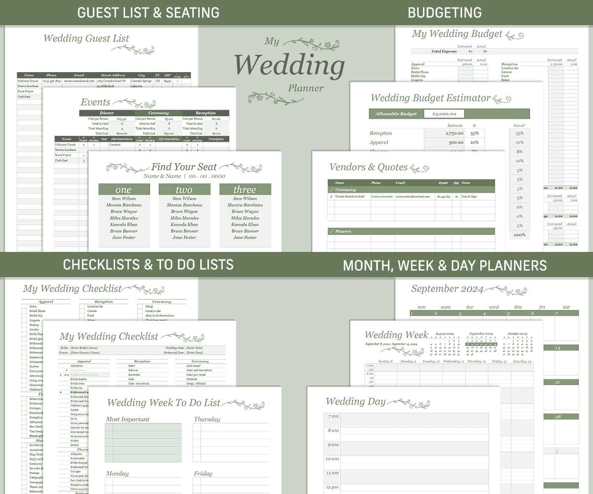 wedding planning calendar template