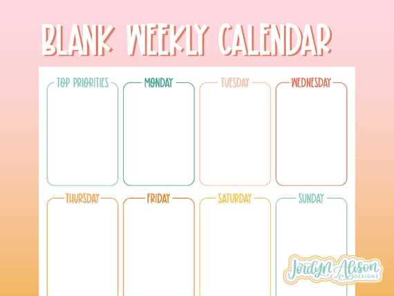 weekday calendar template