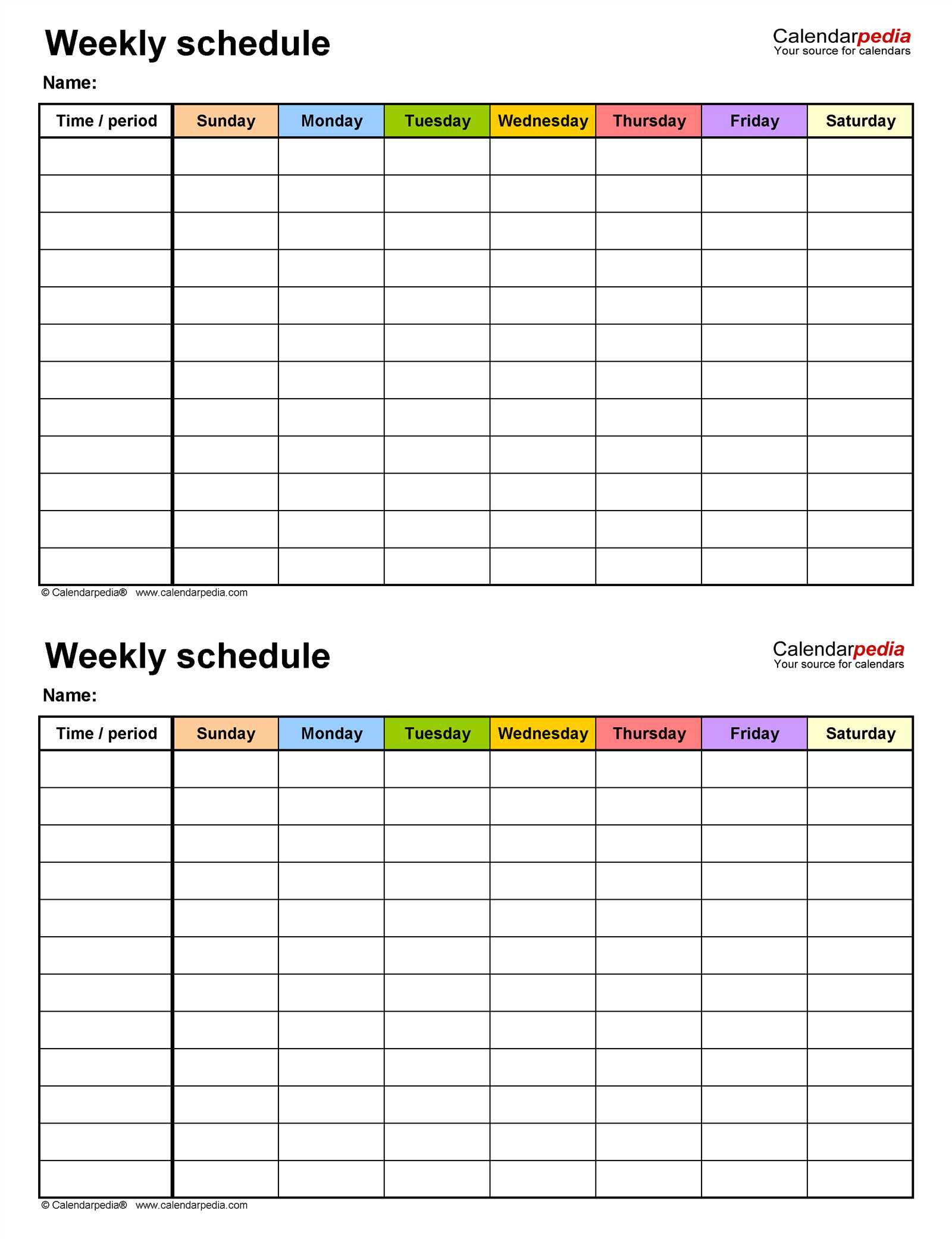 weekly business calendar template