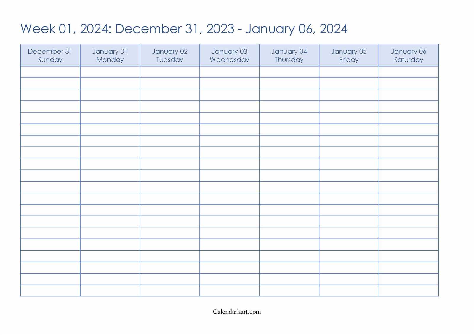 weekly calendar templates