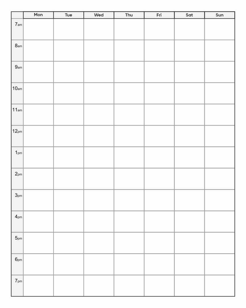 weekly calendar with time slots template