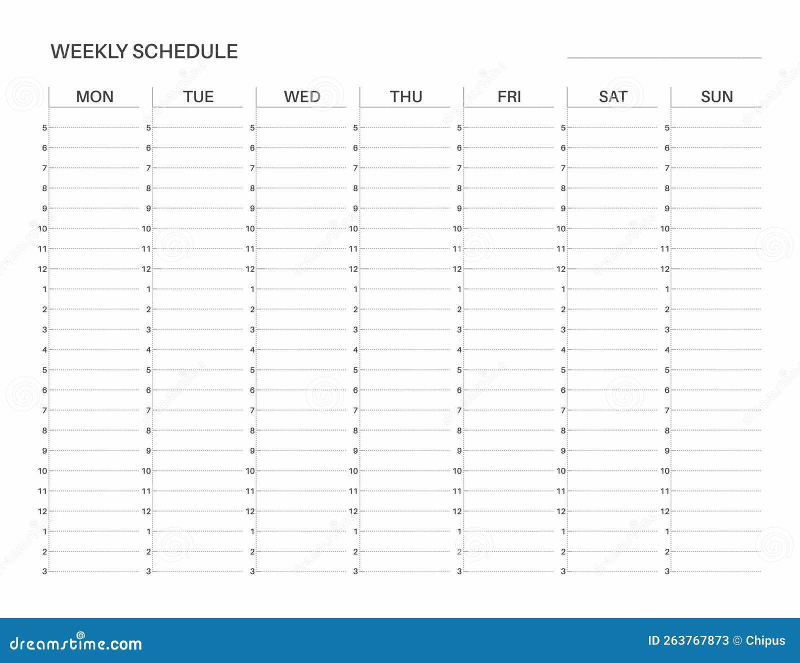 weekly calendar with time slots template