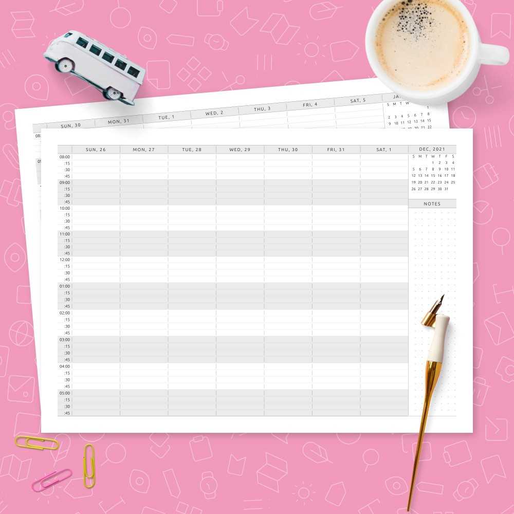 weekly calendar with time slots template