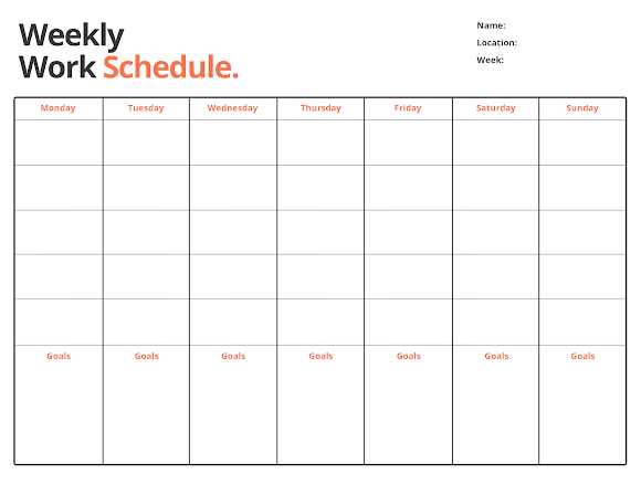 weekly calendar with times template