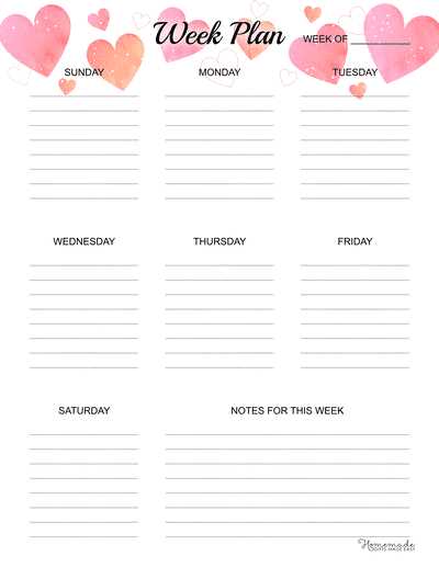 weekly daily calendar template