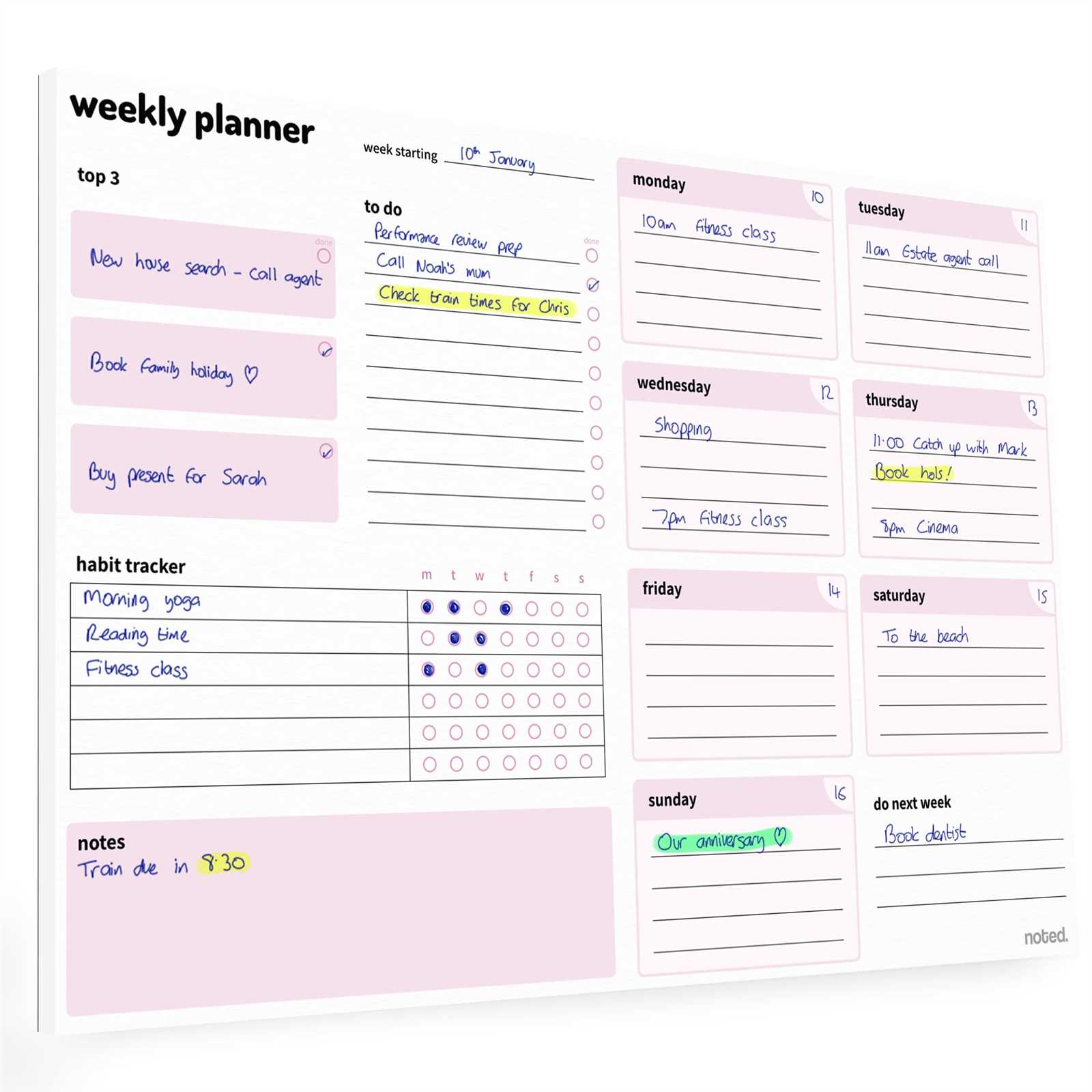 weekly daily calendar template