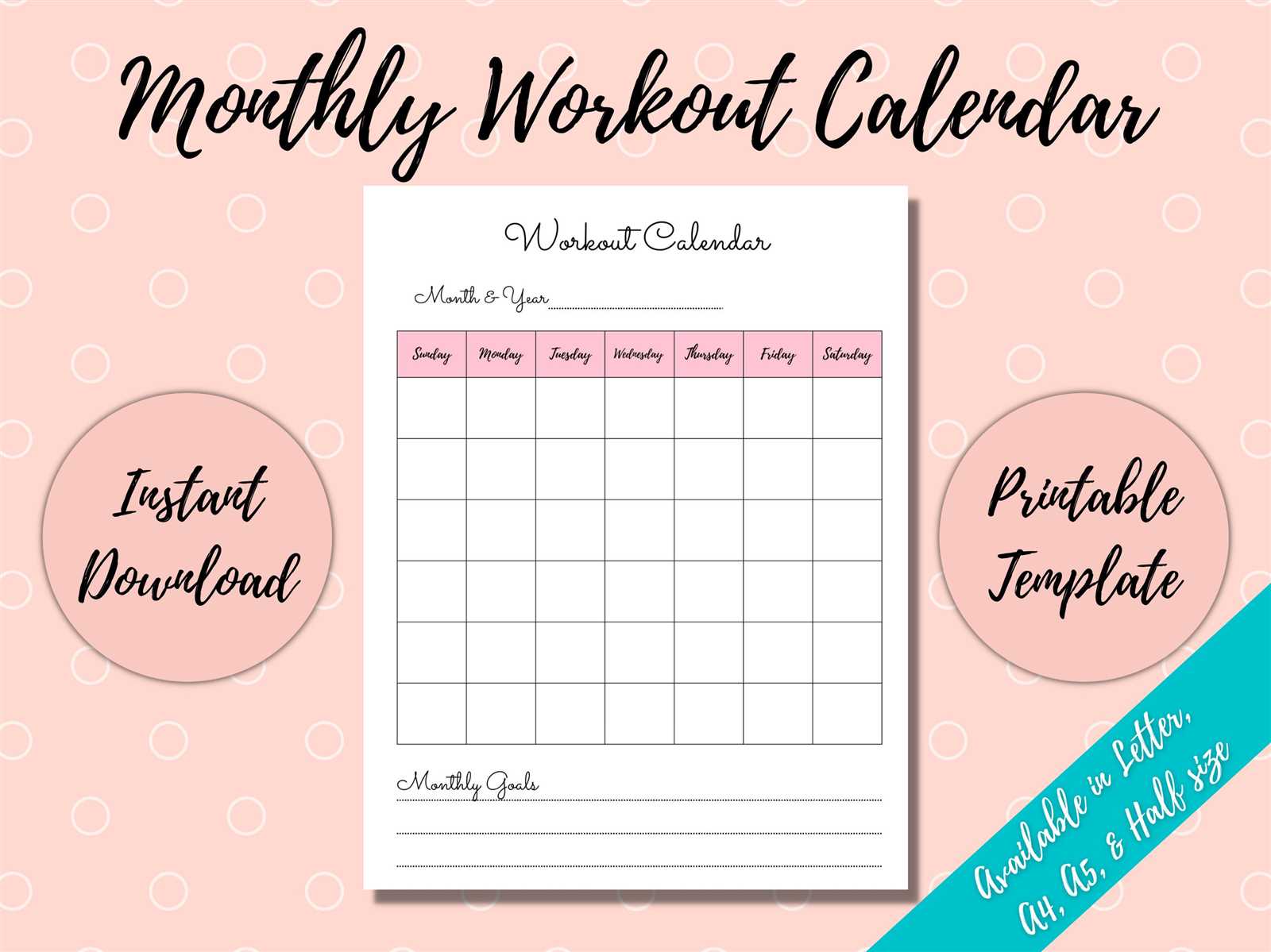 weekly exercise calendar template