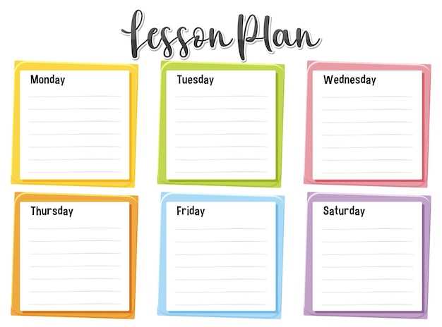 weekly lesson plan calendar template