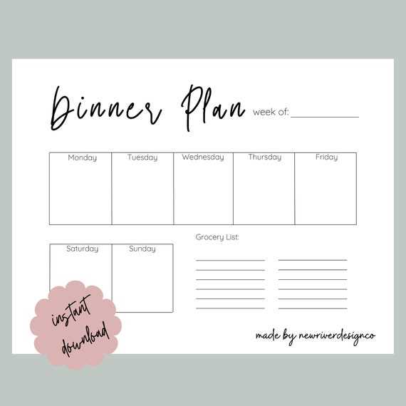 weekly meal calendar template